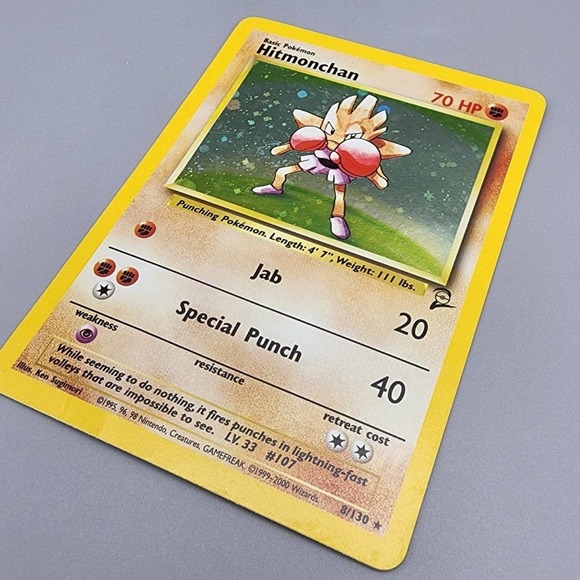 Pokemon Base Set 2 - Hitmonchan Holo Rare Trading Card - with Swirl - Picture 3 of 3